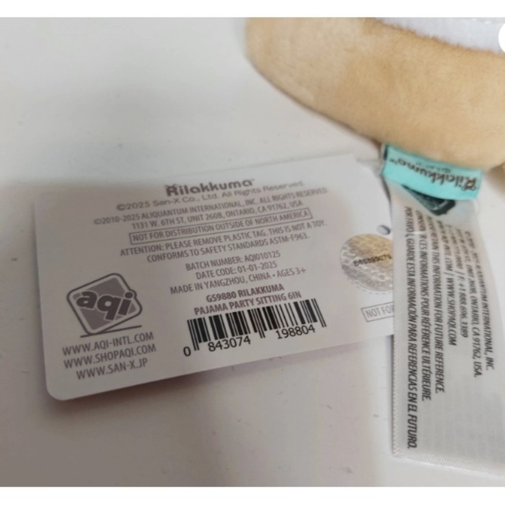NEW 6" Inch San-x Rilakkuma Pajama Party Sitting Plush Doll Toy Round 1 Prize - Picture 4 of 4